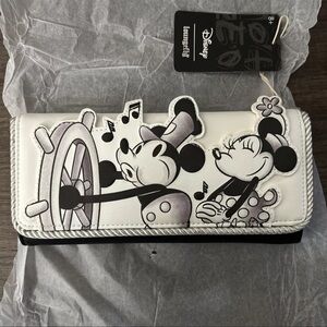 Loungefly x Disney Mickey Mouse Steamboat Willie Music Cruise Flap Wallet - NWT